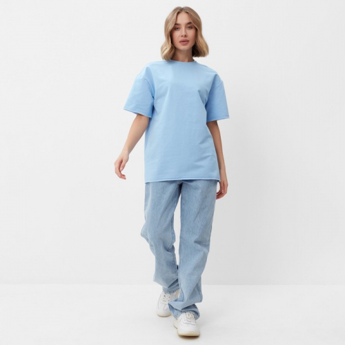 Футболка женская MINAKU OVERSIZE FIT: цвет голубой, р-р 48