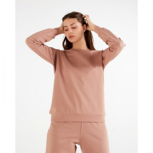 Костюм женский (свитшот, брюки) MINAKU: Casual Collection цвет песочный, размер 52