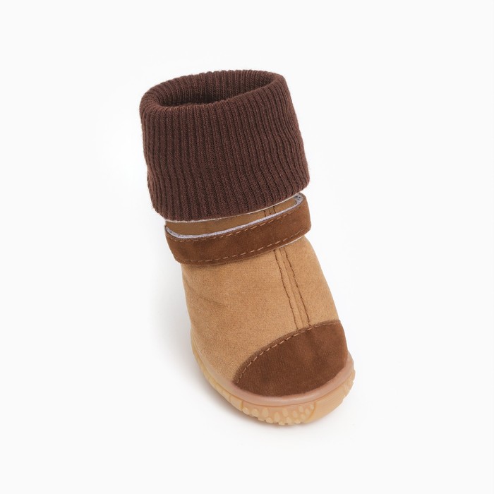 Ботинки высокие для собак с чулком, набор 4 шт., размер 3 (подошва 4.8×4.2 см), коричневые