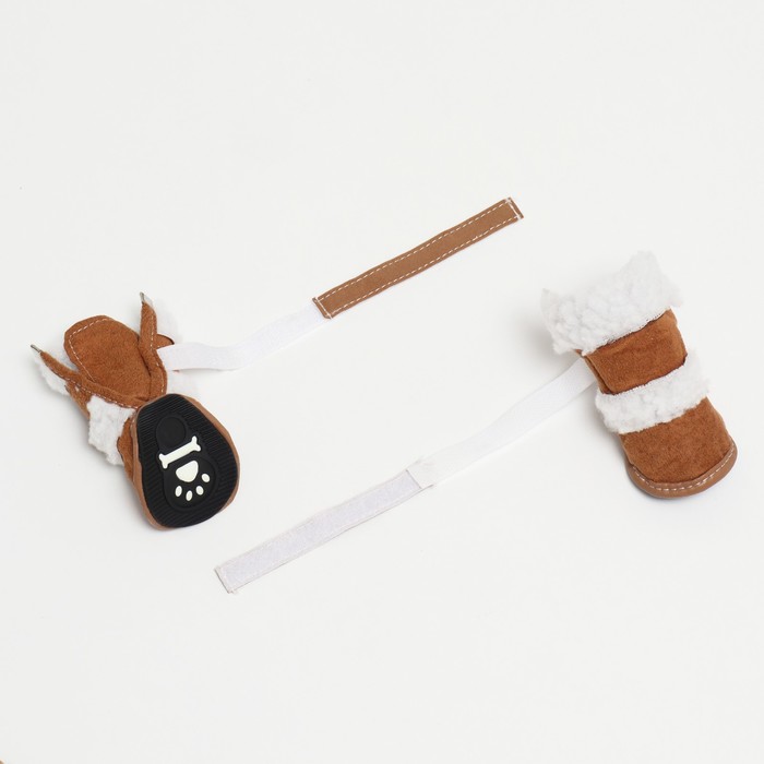 Ботинки «Унты», набор 4 шт., размер 3 (подошва 6×4.2 см), коричневые