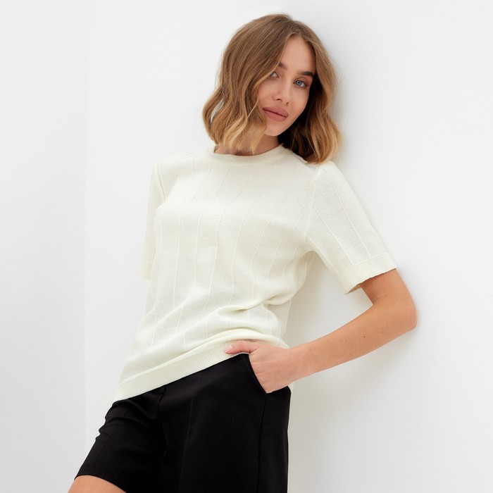 Футболка женская MINAKU: Casual Collection, цвет экрю, размер 50