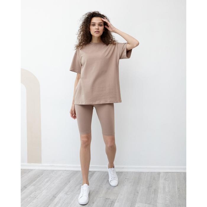 Футболка женская MINAKU OVERSIZE FIT: цвет коричневый, р-р 50