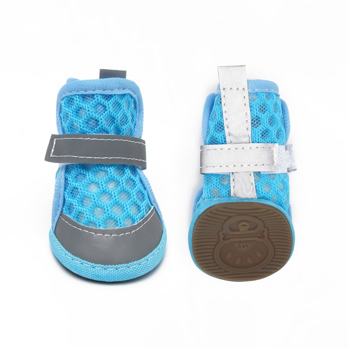 Ботинки для животных «Кросс», набор 4 шт., 1 размер (4×3 см), голубые