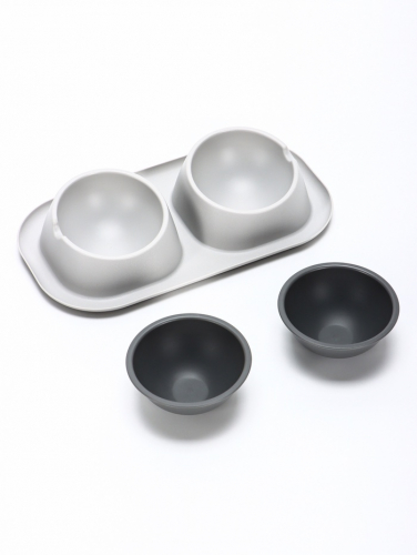 Миска для животных Дубль Мини  0,2 л , Soft-touch, смоки