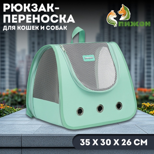 Рюкзак-переноска для кошек и собак, 35 х 30 х 26 см, голубой