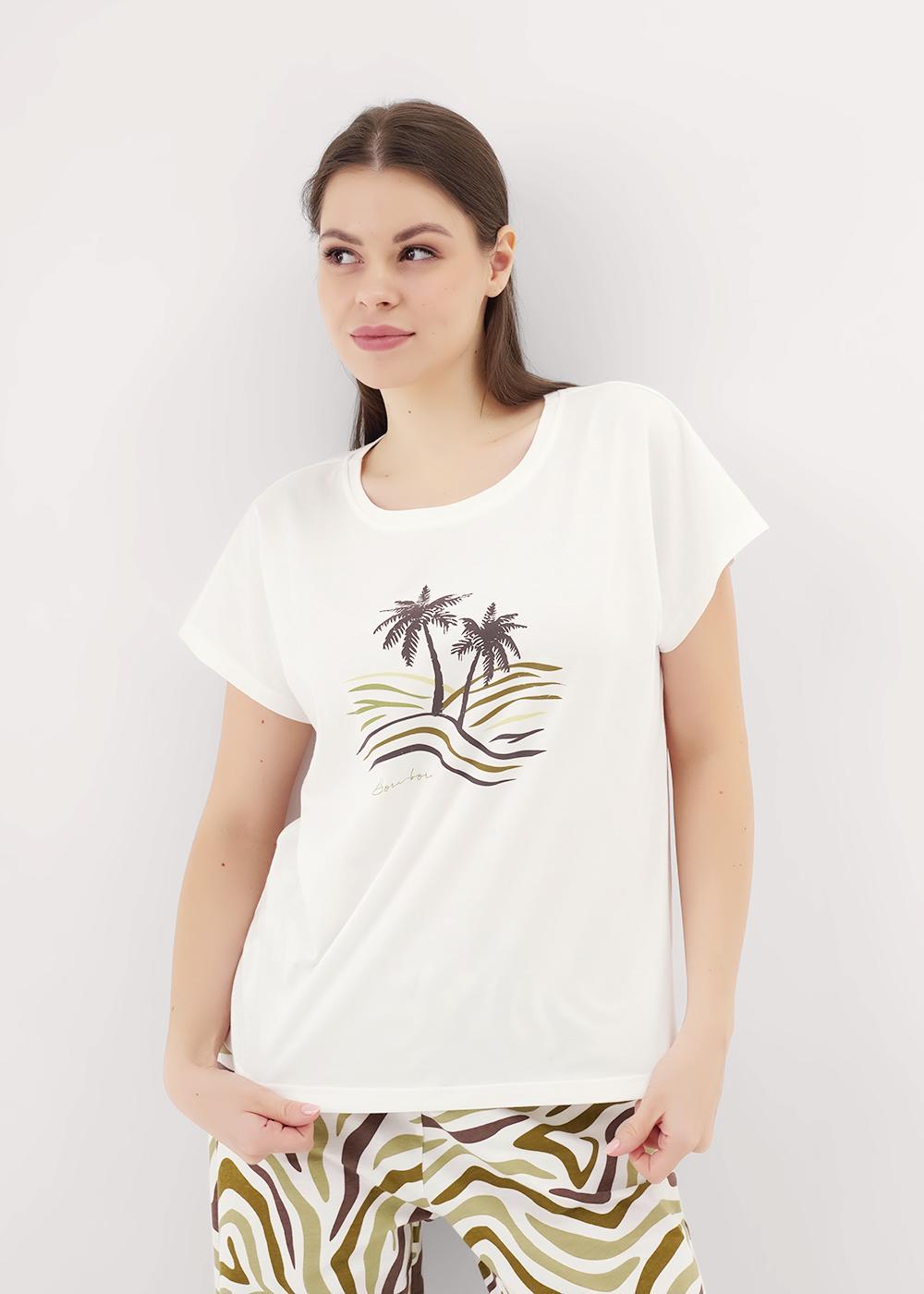 Ст.цена 1890р CLE LP25-1164/2 Пижама женская LP25-1164/2 молочный/хаки