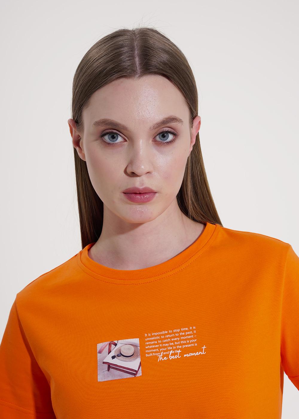 Ст.цена 750р CLE 256065кдт_п Футболка женская 256065кдт_п оранжевый