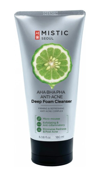 MISTIC AHA·BHA·PHA ANTI-ACNE Deep Foam Cleanser Глубокоочищающая пенка для умывания против акне AHA·BHA·PHA 180мл