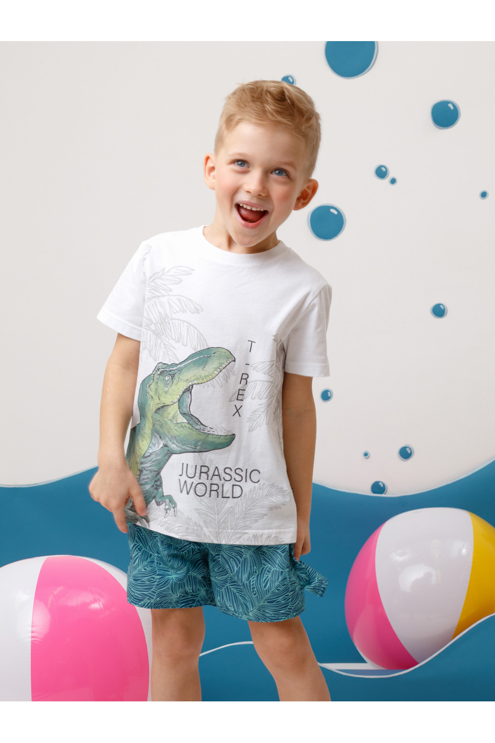 Crockid Шорты ТК 19012/3н ФВ тёмно-джинсовый, зеленые тропики Crockid