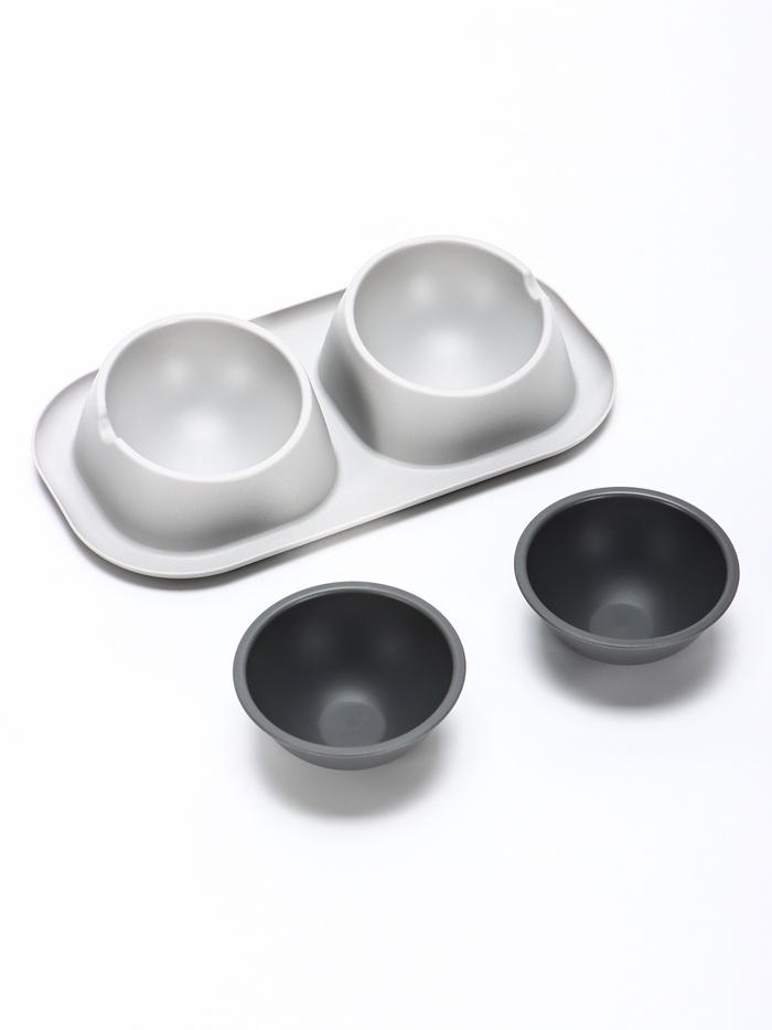 Миска для животных Дубль Мини 0,2 л , Soft-touch, смоки