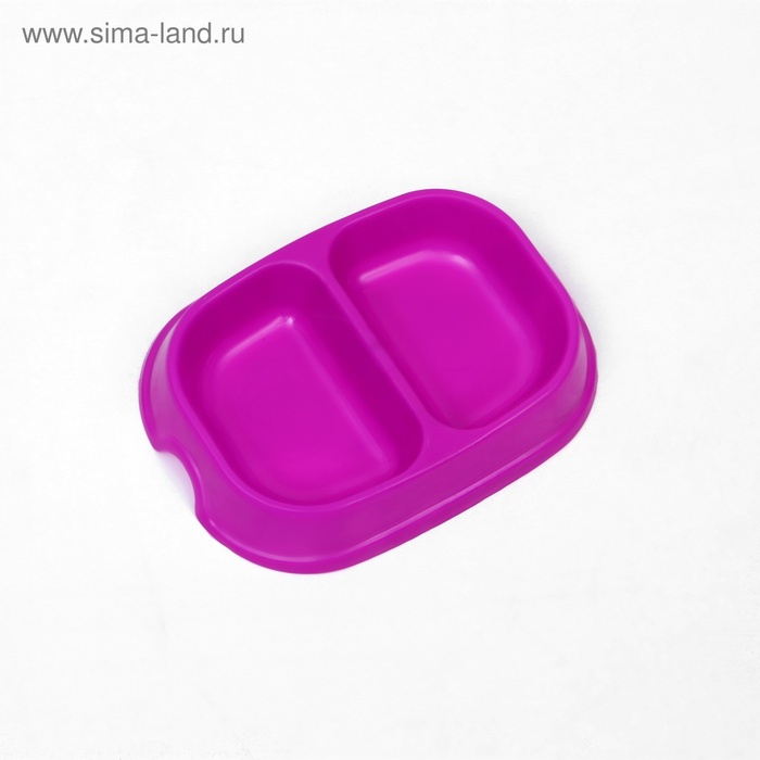Миска двойная, 2×200 мл, пластик, пурпурная
