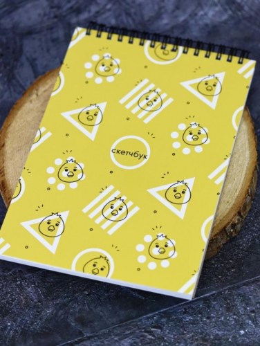 Скетчбук «Crazy duck», yellow , 14х20 см,  плотность 100 гр
