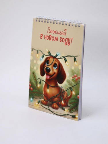 Скетчбук «Зажигай в новом году! Такса», 14х20 см,  плотность 100 гр