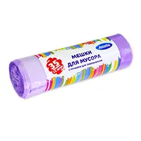 Мешки для мусора Антелла /24719/ (35л/15шт) с ручками (ассорти Зелён.Жёлтые,Фиолет). HDPE/16мкм.30