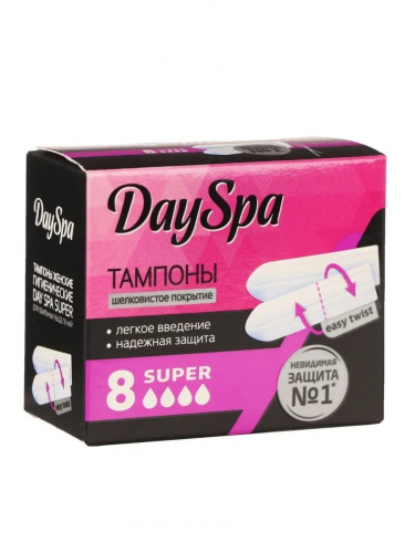 Day Spa Тампоны 4 капли Super (8шт).12 картон/пакет (6516)