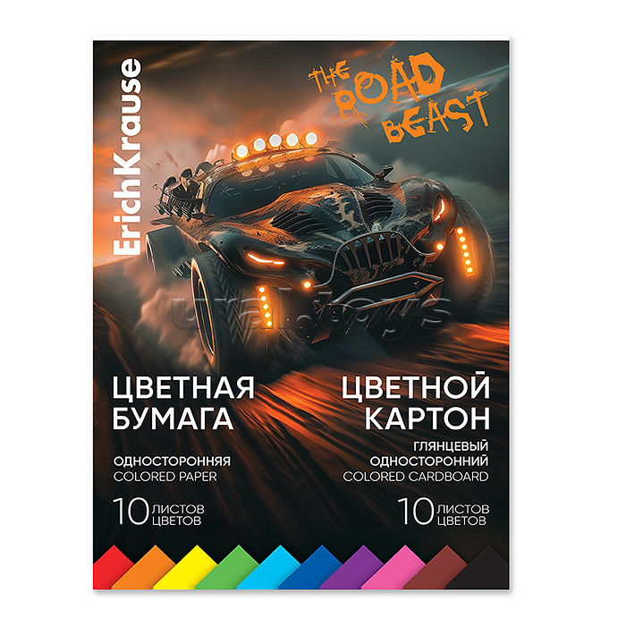 Набор цветной бумаги и картона 20л, 10 цв глянцевого на клею