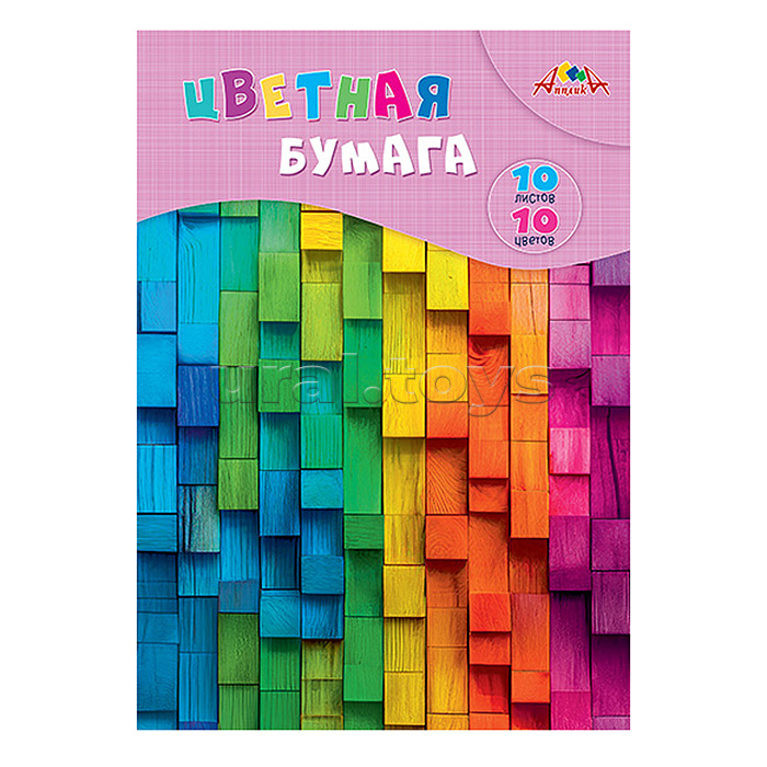 Бумага цветная А4 10л.,10цв. офс., папка