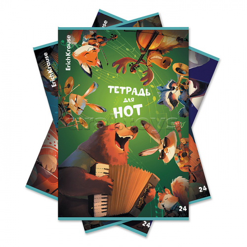Тетрадь для нот, Jolly Orchestra, А4, 24 листа, c картонной обложкой,на скобе