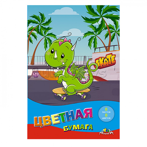 Бумага цветная 8цв. 8л. А5 