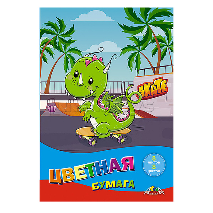 Бумага цветная 8цв. 8л. А5