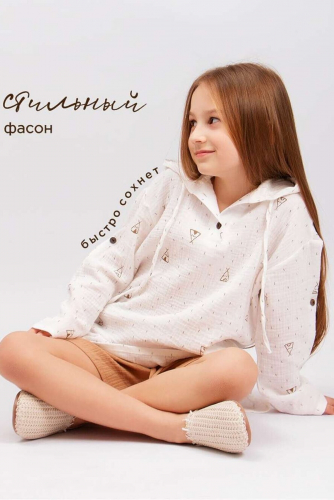 Детская туника муслиновая с капюшоном SP2301 НАТАЛИ, 978134 47630 Кремовый