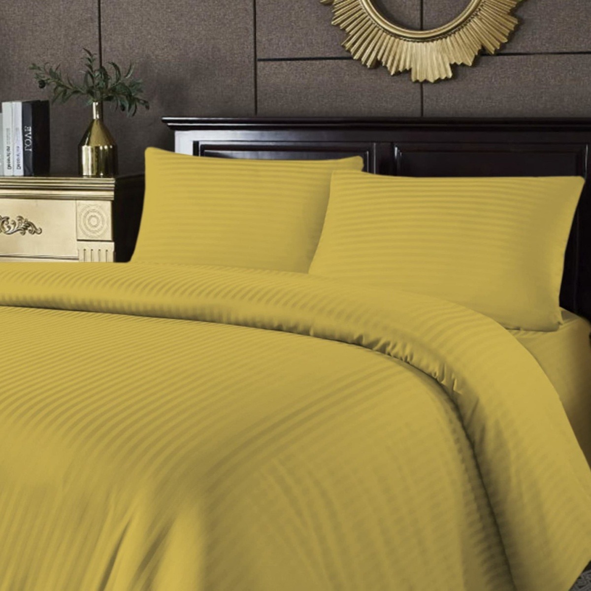 Комплект наволочек из страйп-поплина / Горчичный полоса 1х1