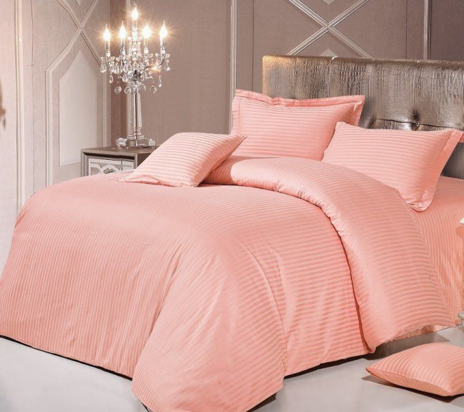 Комплект наволочек из страйп-сатина / Персик