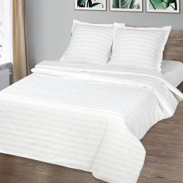 Комплект наволочек из страйп-поплина / Отбеленный полоса 1х1