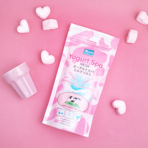 Солевой скраб для тела с Йогуртом, коллагеном и витаминами Yoko Spa Salt, Пакет 300 гр. Таиланд