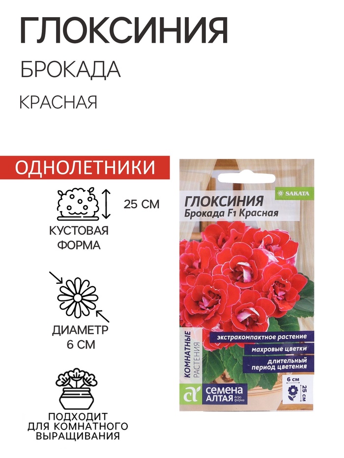 Семена комнатных цветов Глоксиния Брокада