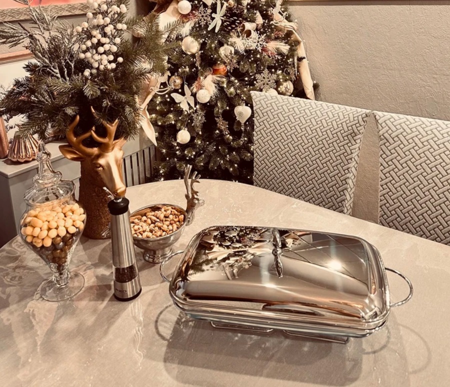 БЫЛО 5168 руб! Мармит 47*24*18 см 3 л + крышка из нержавеющей стали, на подставке, стекло