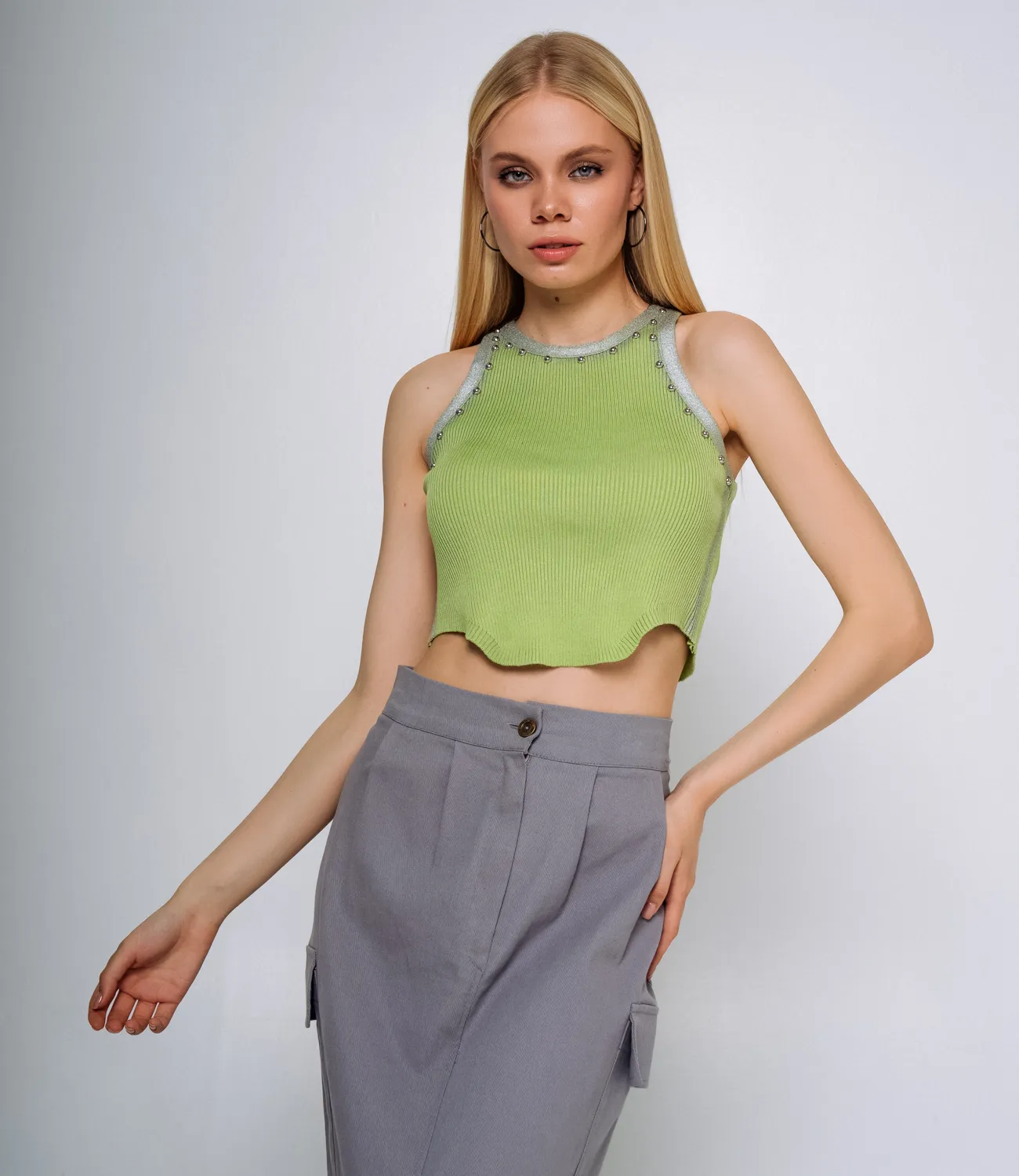 ст. цена540руб.! Топ #КТ2611 (1), салатовый