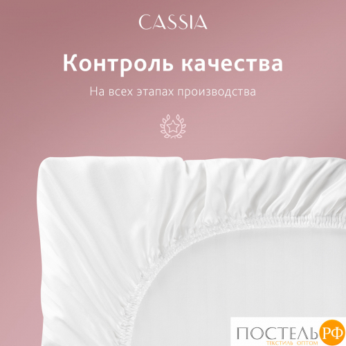 CASSIA ЛЮКС Страйп Сатин бел Простыня на резинке 160х200х30-1, 1 пр., хл/сатин