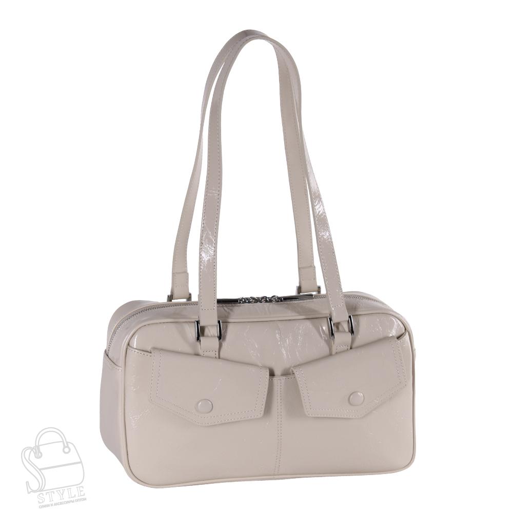 Сумка женская кожаная 2046Y apricot white Polina&Eiterou