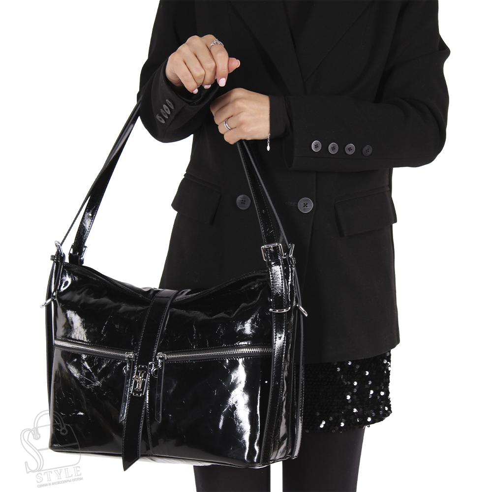 Сумка женская кожаная 3358Q black Polina&Eiterou