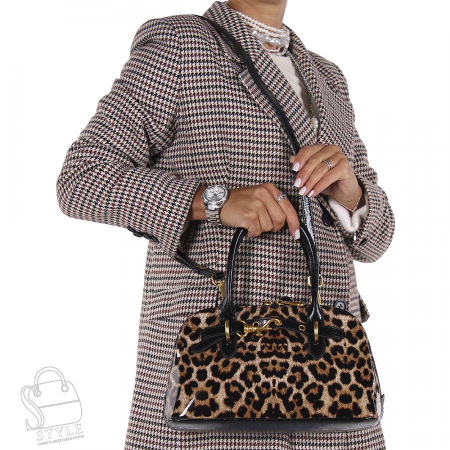 Сумка женская кожаная 6118Q leopard apricot Polina&Eiterou