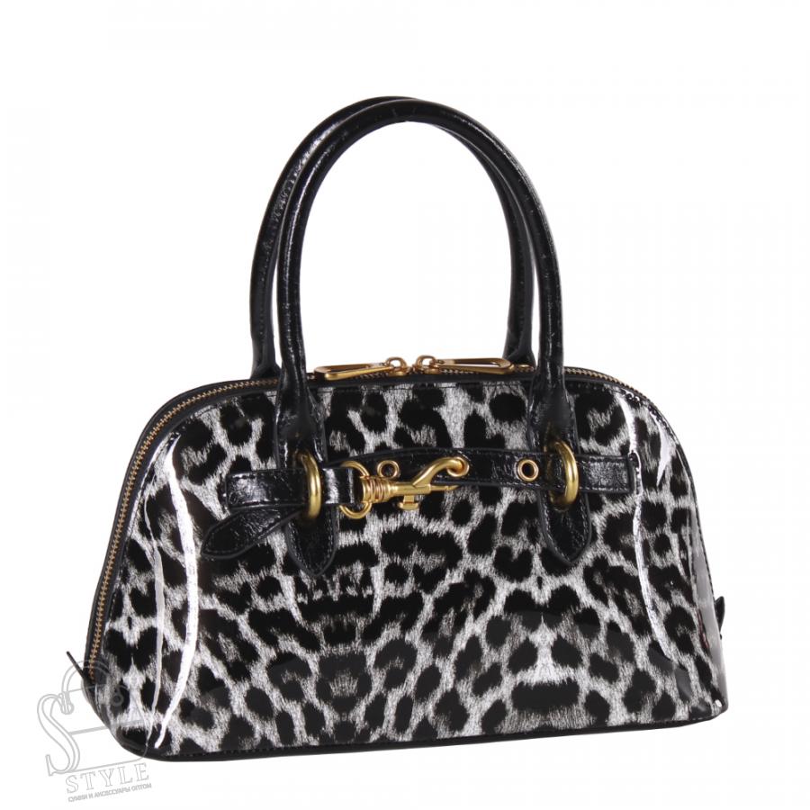 Сумка женская кожаная 6118Q black white Polina&Eiterou