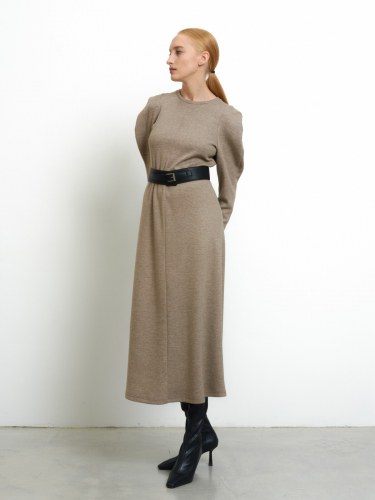 Кофейное трикотажное платье 7542/56301/4649/тк1935
