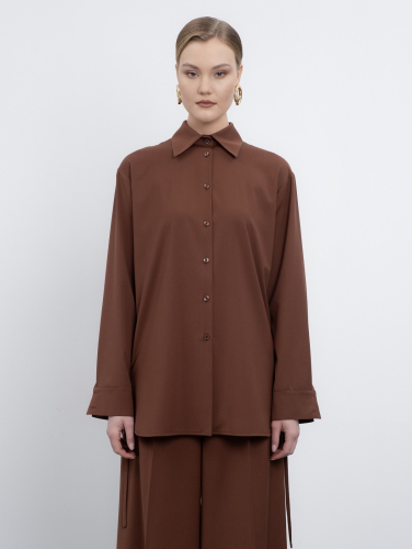 Коричневая рубашка на кулиске 3224/33080/5793/тк2268