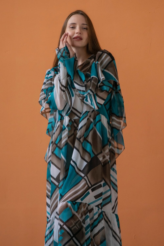 Ст.цена 3900р. 332787 RISE Платье LOVE052/03 Бирюзовый, белый