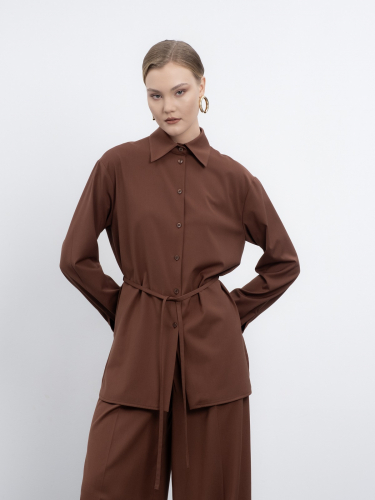 Коричневая рубашка на кулиске 3224/33080/5793/тк2268