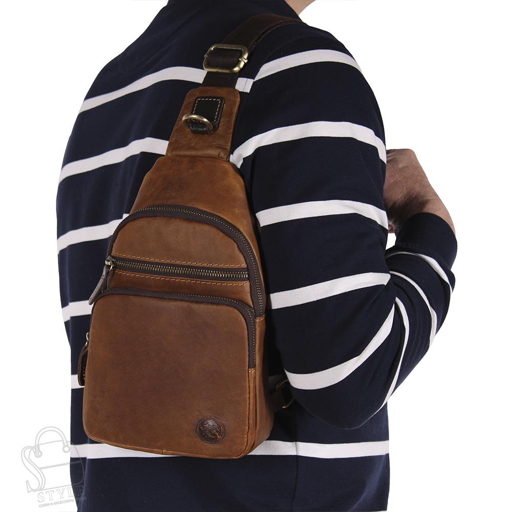 Рюкзак мужской кожаный 4241TR brown Tough Ryder