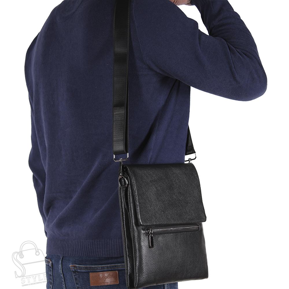 Сумка мужская кожаная 004-6QH black Heanbag