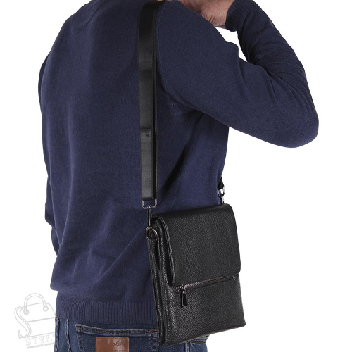 Сумка мужская кожаная 004-3QH black Heanbag