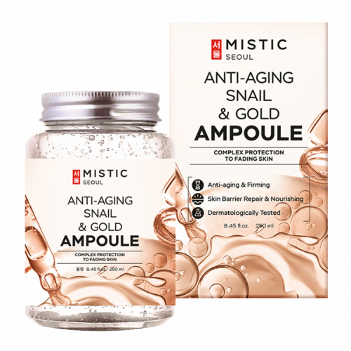 Лифтинг-сыворотка с муцином улитки и частицами золота MISTIC ANTI-AGING SNAIL MUCIN & GOLD AMPOULE  250мл