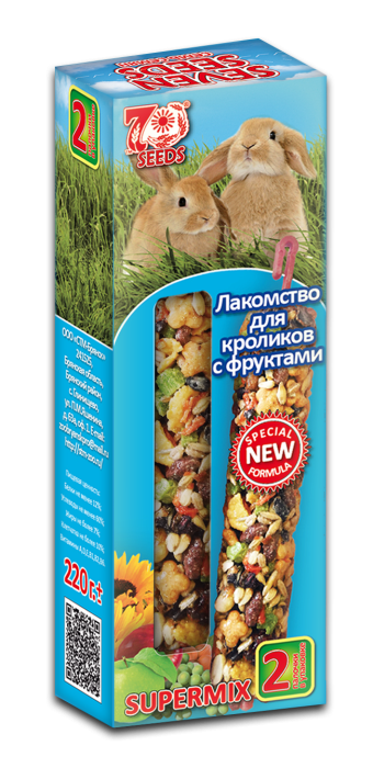 Seven Seeds Супермикс, лакомство зерновое для кроликов, с фруктами 110 гр.