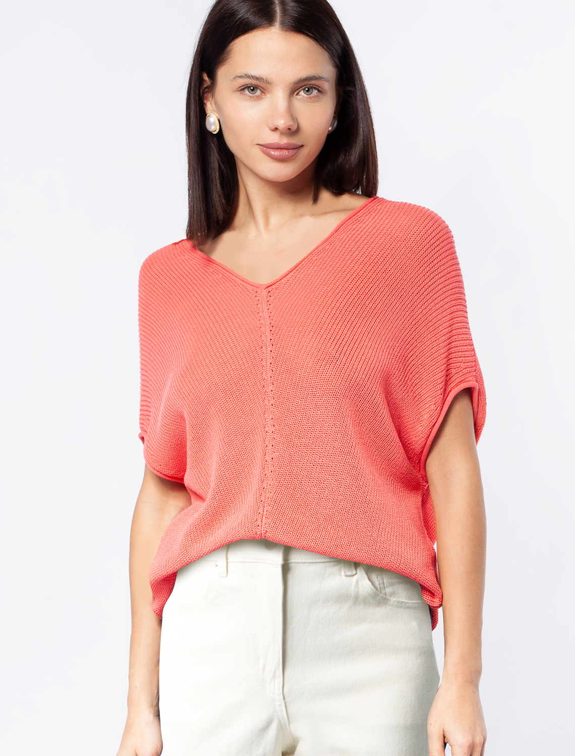 Ст.цена 1990р Джемпер из гладкой вискозы с лиоцеллом D33.008 коралл