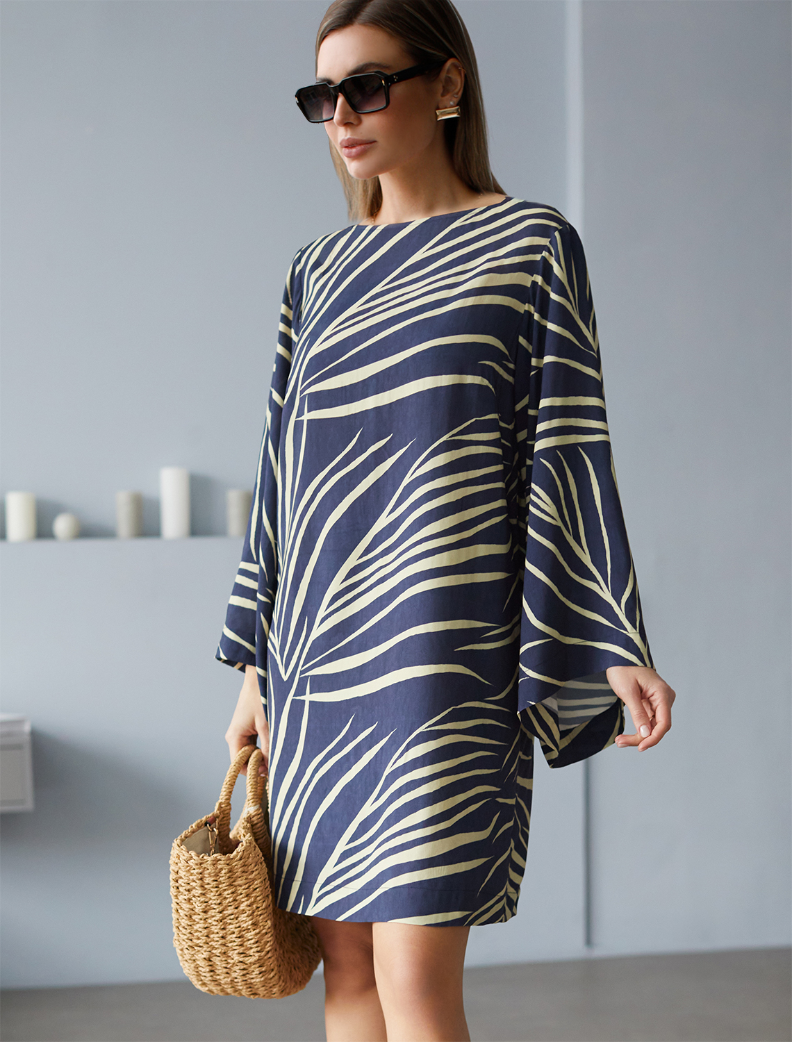 Платье из вискозы с лиоцеллом D22.223 темно-синий