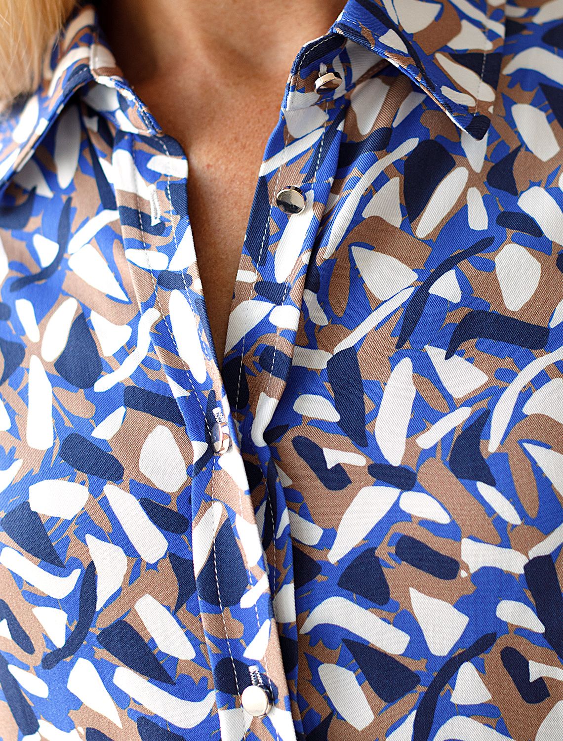 Платье из вискозы твил D22.224 синий-бежевый