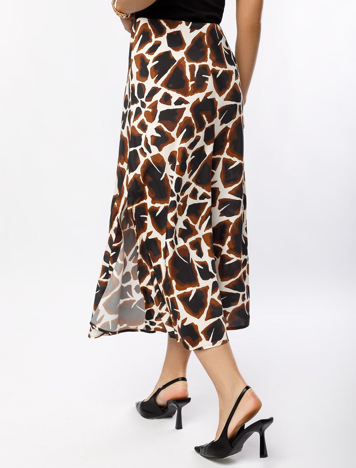 Юбка из вискозы с лиоцеллом D26.195 бежевый-коричневый